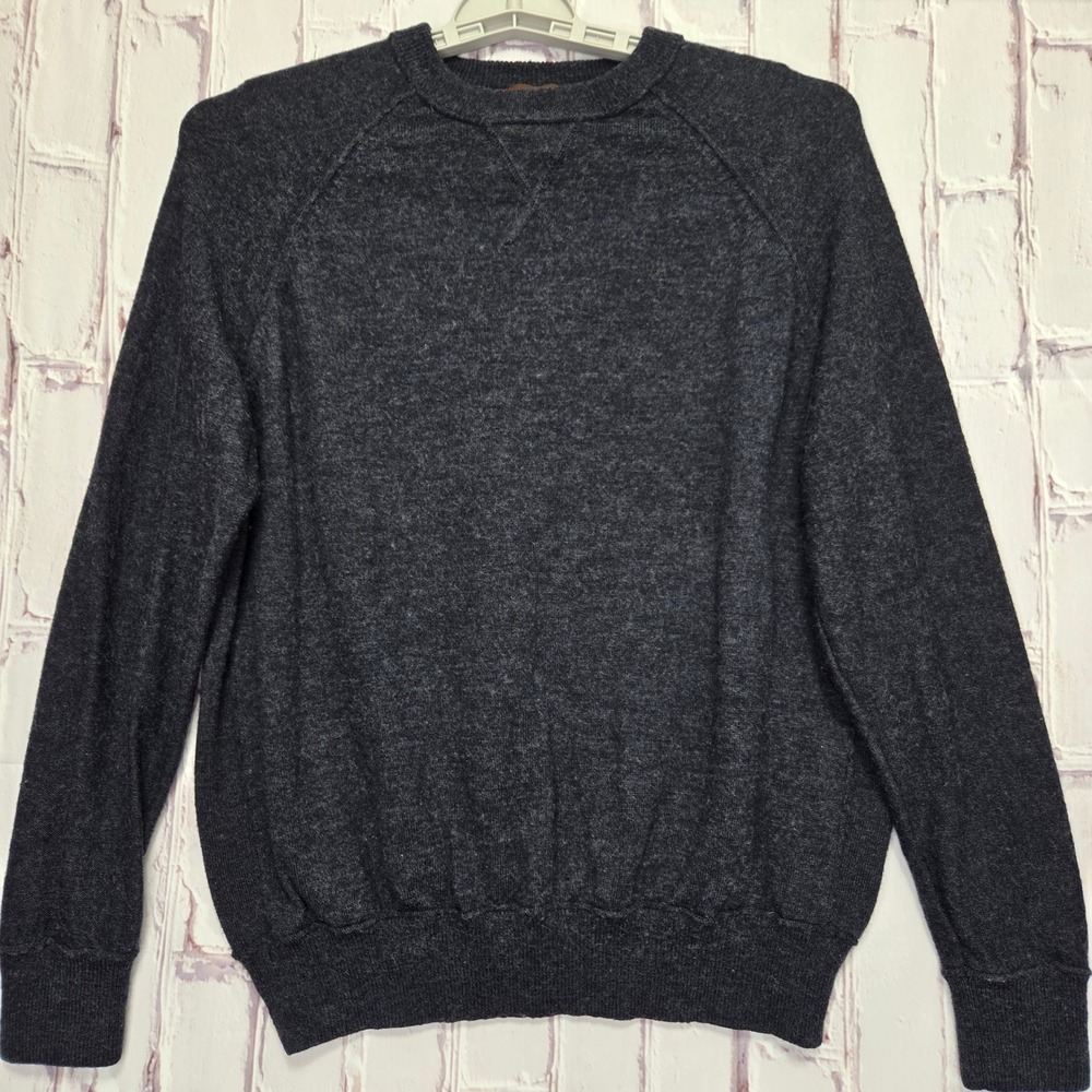 Tailorbyrd Sweater Charcoal Gray 100% Wool Raglan Flamingo Casual Dress Mens M